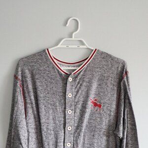 Fammy Jammies Unisex Sz M Grey One Piece Stretch Skinny‎ Buttoned Lounge Pajamas